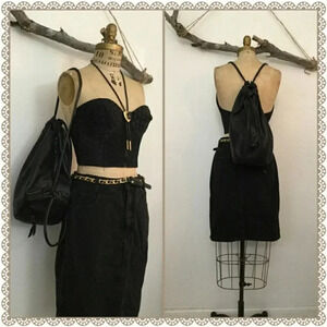 ✨BOGO FREE✨ Calvin Klein | Vintage Black Jean Denim Washed Festival Mini Skirt